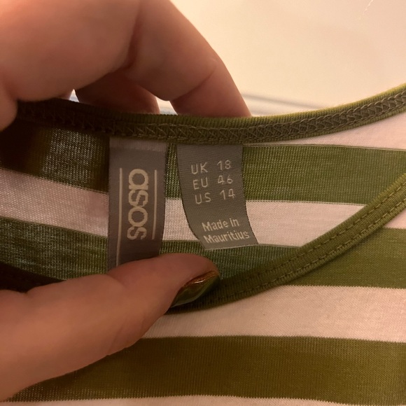 ASOS CURVE striped olive and white size 14 - Picture 3 of 3
